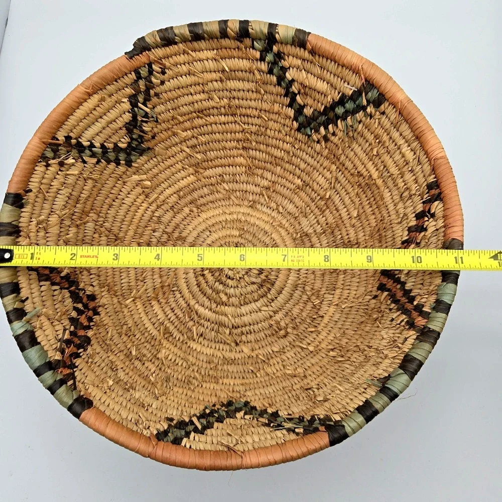 Southwestern Hand Woven Coil Basket Bowl Geometric Aztec 11" Wide 6" Tall Boho - Picture 16 of 16